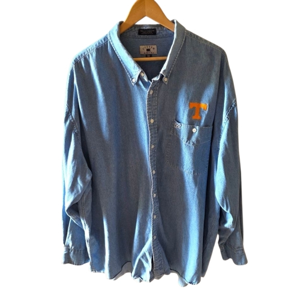 Cutter Buck Vintage Denim Chambrey University Tennessee Button Down Shirt 3XB